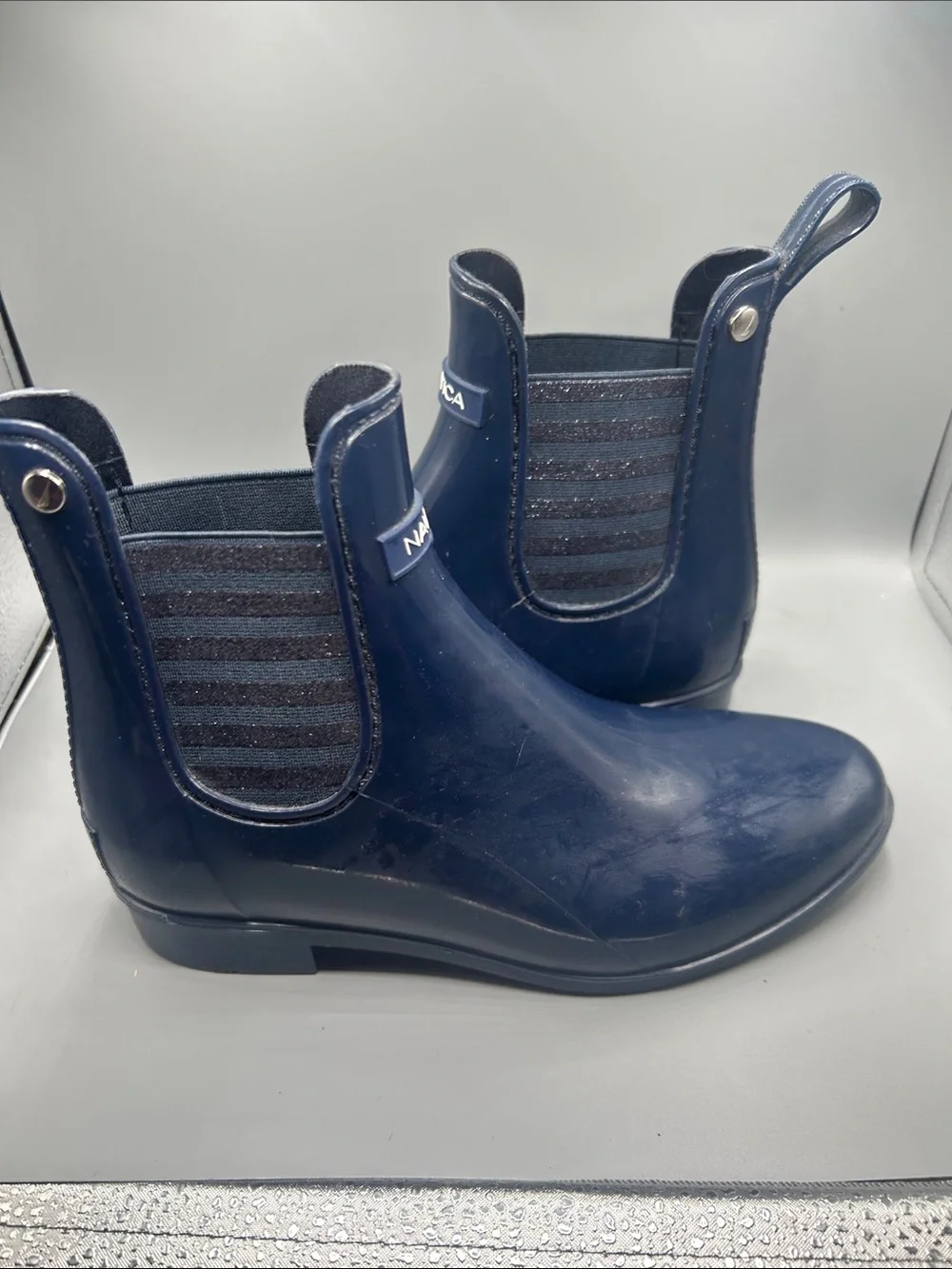 Nautica Dark Navy Slip-On Rain Chelsea Boots